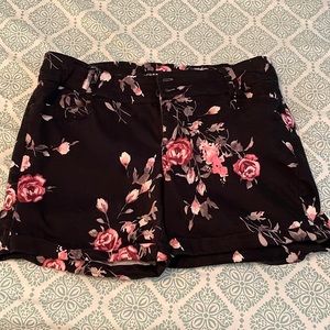 Black and pink floral shorts